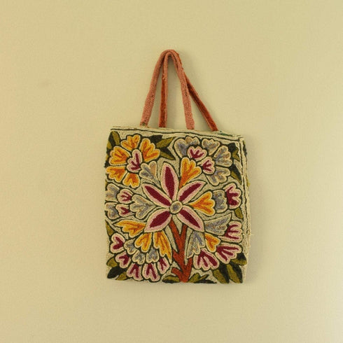 Embroidered Floral Tote